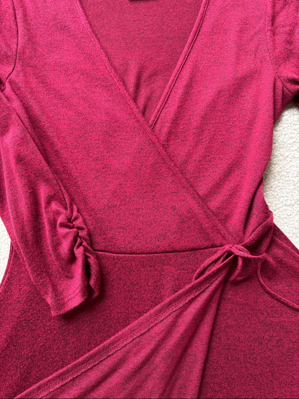 Janetchung Women's Wrap Dress in Wine - Picture 4 of 5